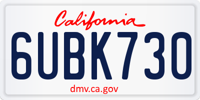 CA license plate 6UBK730