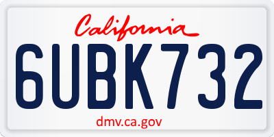 CA license plate 6UBK732