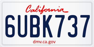 CA license plate 6UBK737
