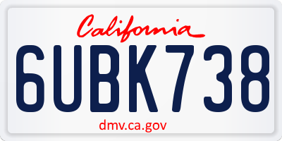 CA license plate 6UBK738
