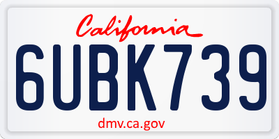 CA license plate 6UBK739