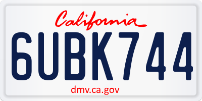 CA license plate 6UBK744