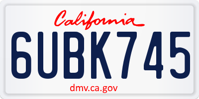 CA license plate 6UBK745