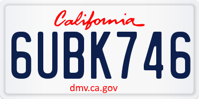 CA license plate 6UBK746