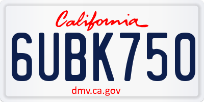 CA license plate 6UBK750