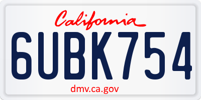 CA license plate 6UBK754