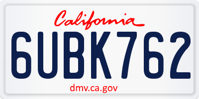 CA license plate 6UBK762