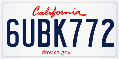 CA license plate 6UBK772