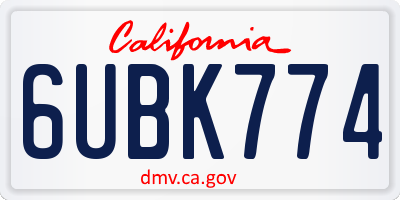 CA license plate 6UBK774