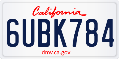 CA license plate 6UBK784