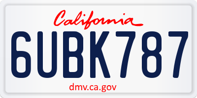 CA license plate 6UBK787