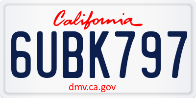 CA license plate 6UBK797