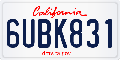CA license plate 6UBK831