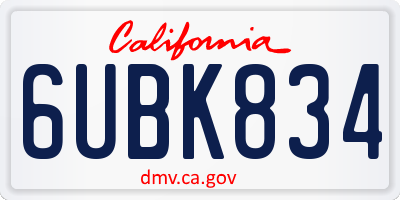 CA license plate 6UBK834