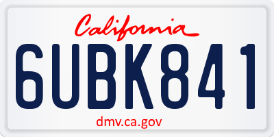 CA license plate 6UBK841