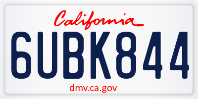 CA license plate 6UBK844