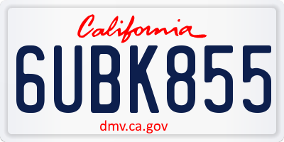 CA license plate 6UBK855