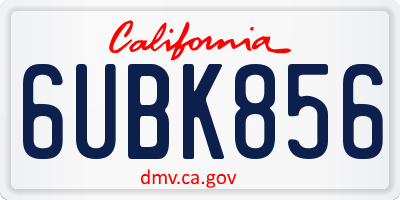 CA license plate 6UBK856