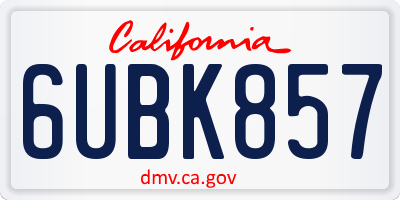 CA license plate 6UBK857