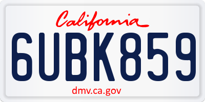 CA license plate 6UBK859