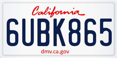 CA license plate 6UBK865