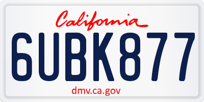 CA license plate 6UBK877
