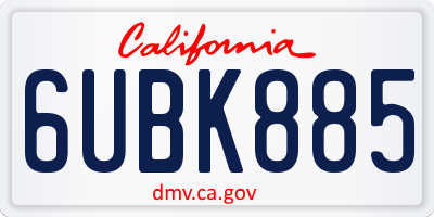CA license plate 6UBK885