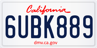 CA license plate 6UBK889