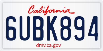CA license plate 6UBK894