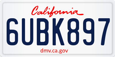 CA license plate 6UBK897