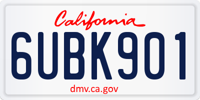 CA license plate 6UBK901