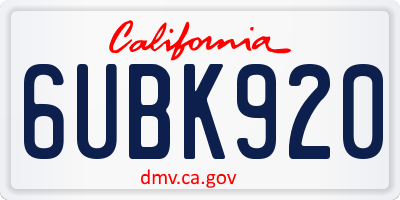 CA license plate 6UBK920