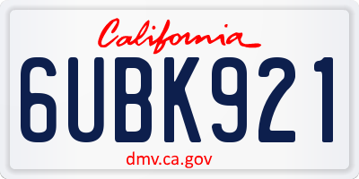 CA license plate 6UBK921