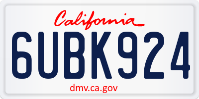 CA license plate 6UBK924