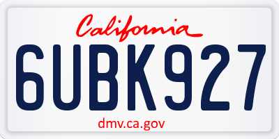 CA license plate 6UBK927