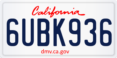 CA license plate 6UBK936