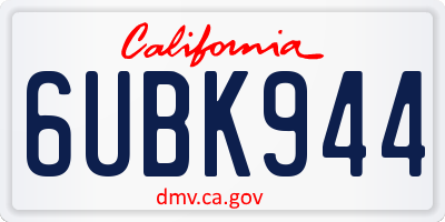 CA license plate 6UBK944