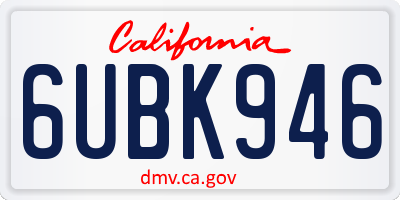 CA license plate 6UBK946