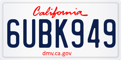 CA license plate 6UBK949