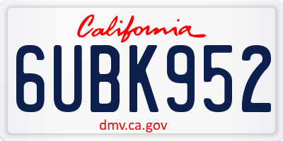 CA license plate 6UBK952