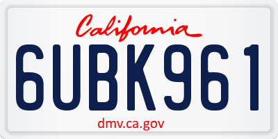 CA license plate 6UBK961