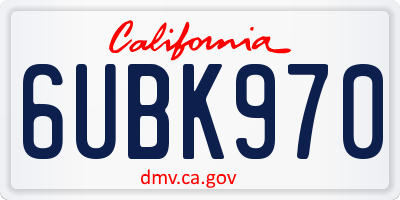 CA license plate 6UBK970