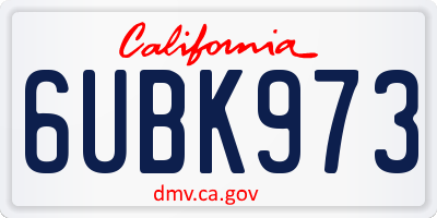 CA license plate 6UBK973