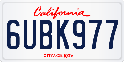 CA license plate 6UBK977
