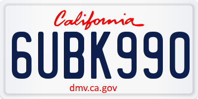 CA license plate 6UBK990