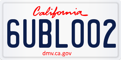 CA license plate 6UBL002