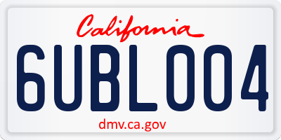 CA license plate 6UBL004