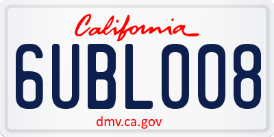 CA license plate 6UBL008