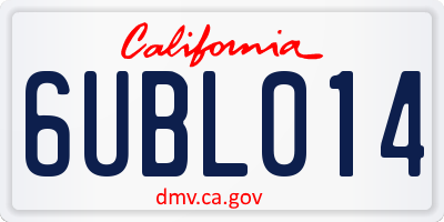 CA license plate 6UBL014