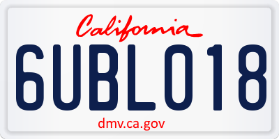 CA license plate 6UBL018